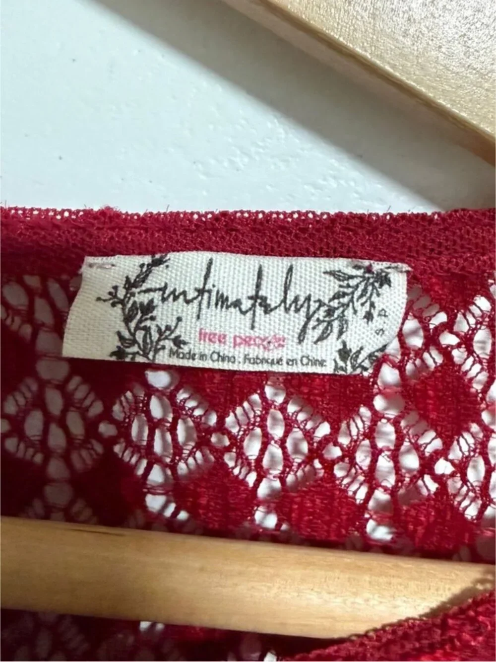 Free People Intimately Lace Tie Back Crop Top Red Size XS